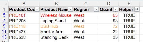 Use helper formula to hide duplicates within filtered subsets