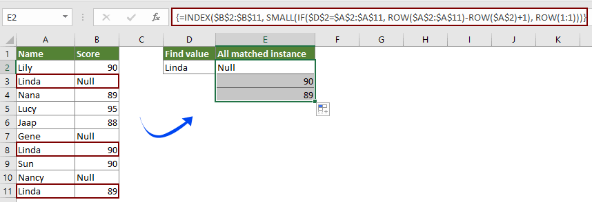 How to write a formula that outputs all values in a column