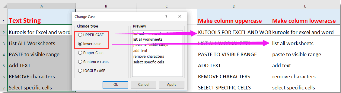 kutools excel capitalize first letter of sentence