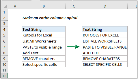 Cómo que una columna completa sea (mayúscula) o en Excel?