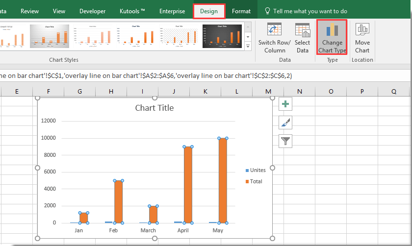 How to overlay line chart on bar chart in Excel?