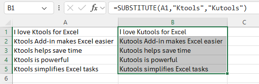 Example of using the SUBSTITUTE function
