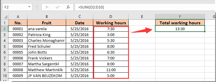 How To Get Total Number Of Hours In Excel