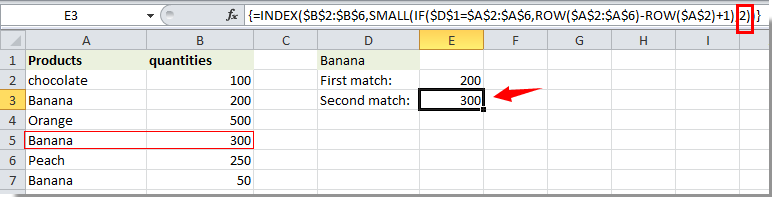 How to vlookup find the first 2nd or nth match value in Excel