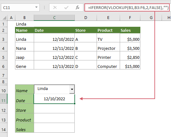 screenshot of displaying multiple columns in drop down list in Excel 8