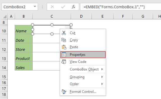 screenshot of displaying multiple columns in drop down list in Excel 4