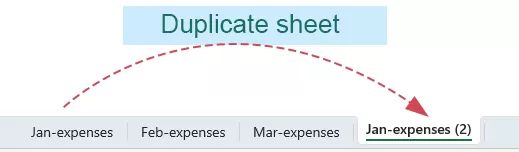 duplicate sheet Using Move or Copy feature
