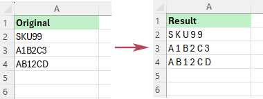 A space is inserted between every character, including letters and numbers