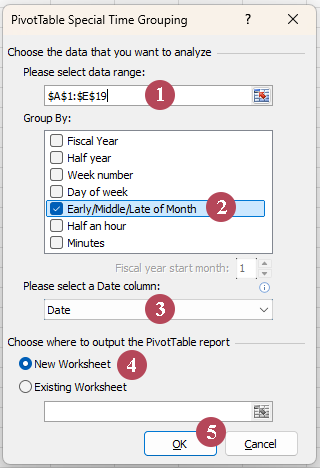 Configure the grouping options