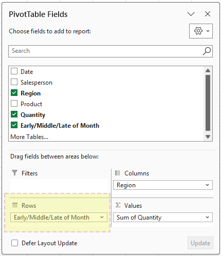 Adjust the PivotTable layout as needed