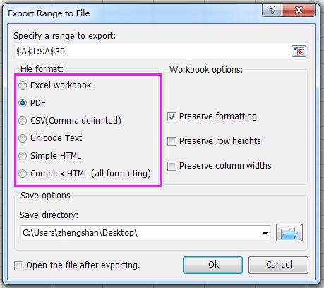 doc export cell range to file