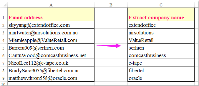 How To Extract Company Name From Email Address In Excel