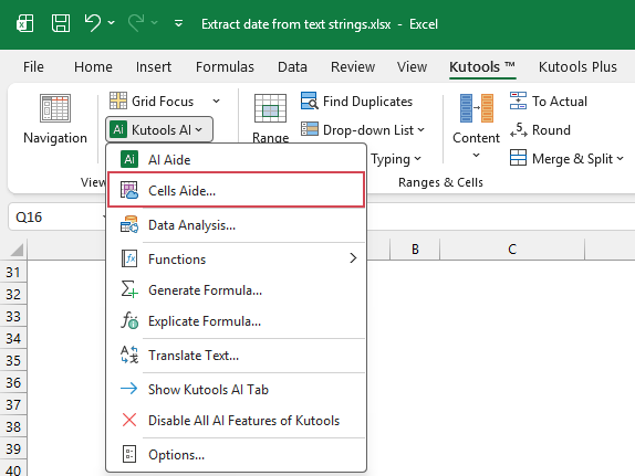 click to open the kutools ai feature