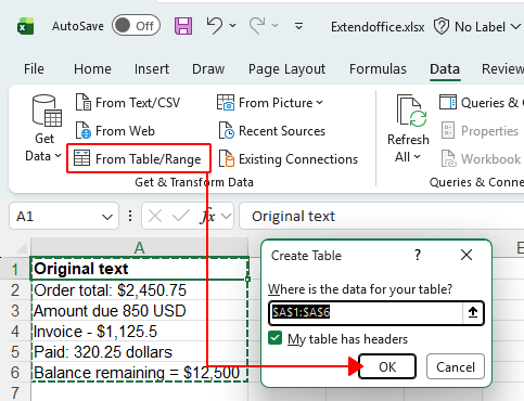 Load source data into Power Query in Excel