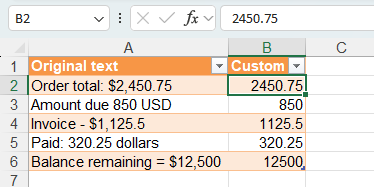 Numbers extracted from text with Power Query in Excel