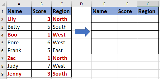 doc extract rows by criteria 1