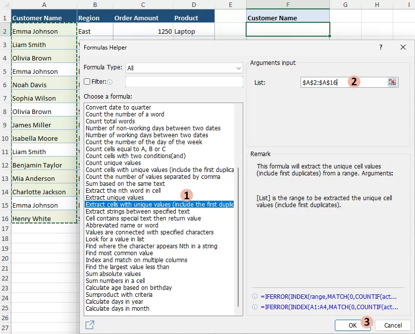 configure the formula helper