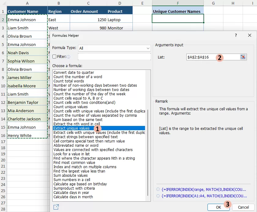 configure the formula helper