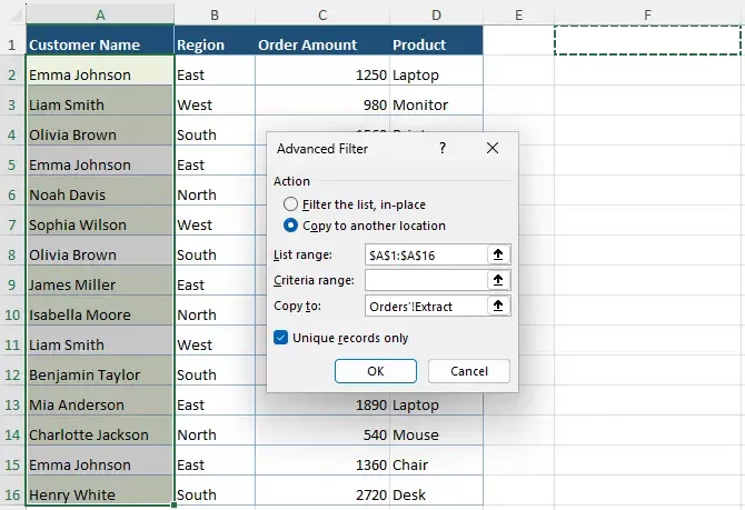 configure the advanced sort feature