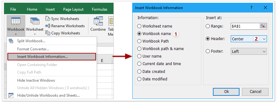 How To Insert Filename In Header Footer Cell Without Extension In Excel