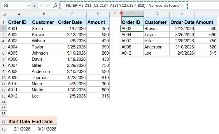  result by filter function