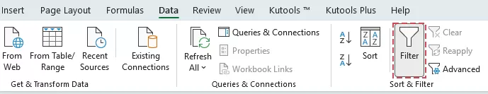  click data > Filter
