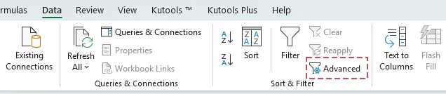Go to the Data tab and click Advanced
