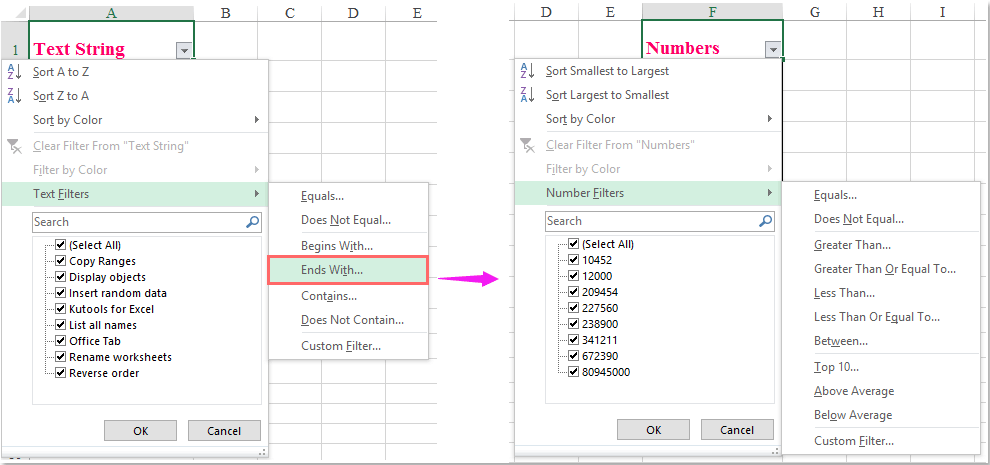 doc filter number end with 1