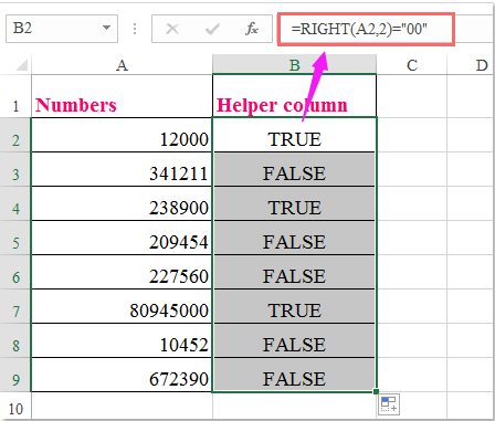 doc filter number end with 3