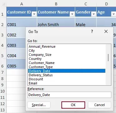 a screenshot showing the go to window