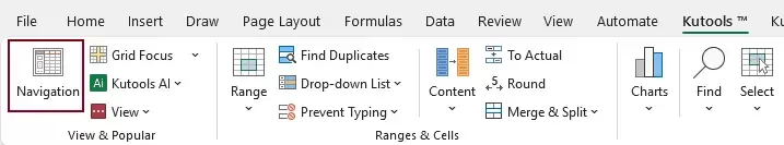 a screenshot showing how to enable the kutools navigation pane