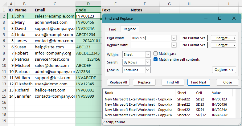 Use multiple conditions in Excel Find and Replace