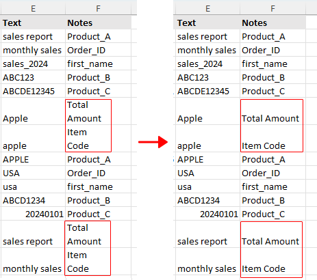Remove line breaks from cells in Excel