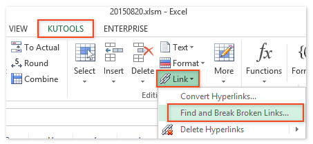 fix broken links for excel