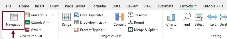 enable the kutools navigation pane