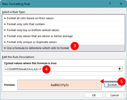 Create a new conditional formatting rule