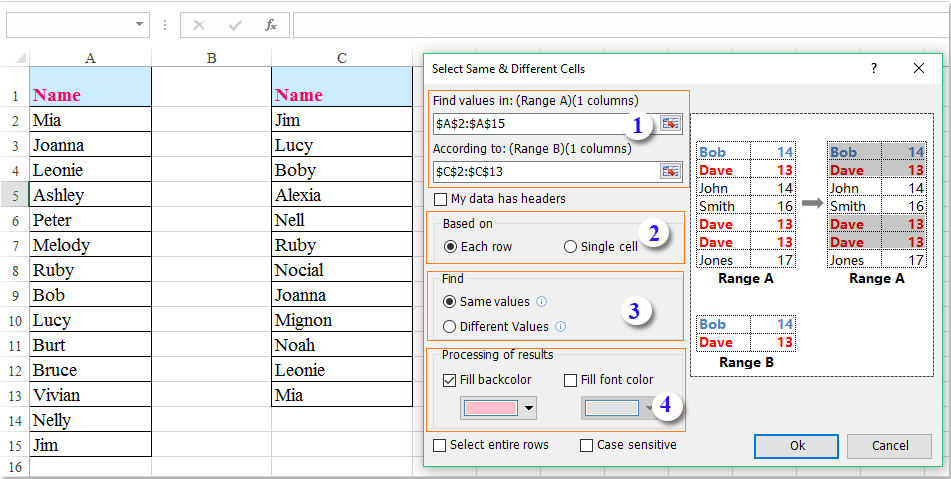 compare two columns in excel to find duplicates