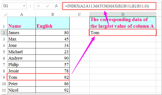 How To Find The Highest Value And Return Adjacent Cell Value In Excel 