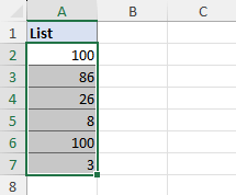 Select the range from which to find the highest value