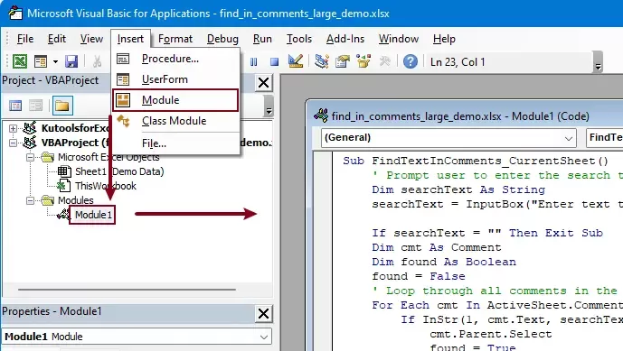 the VBA editor