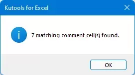 display the number of matching cells found