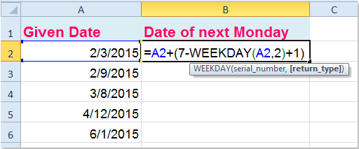 How To Find The Date Of Next Monday In Excel 