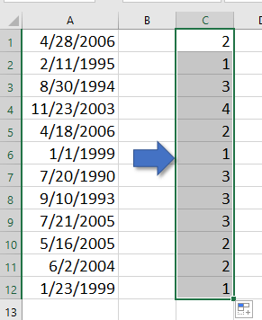 docは日付4から四半期を検索します