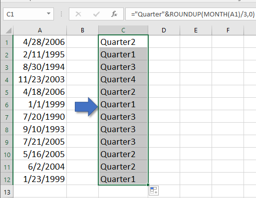 docは日付5から四半期を検索します