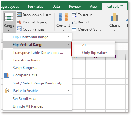 ferramenta de suplemento do excel para inverter dados de linhas verticalmente