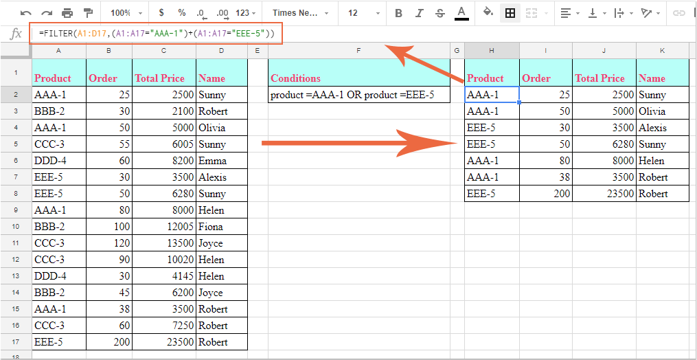 doc filter meerdere voorwaarden 2