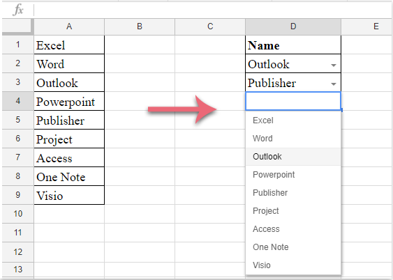 how to add drop down list in google sheets