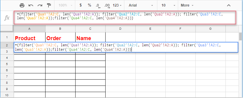 How to combine / merge multiple sheets into one sheet in Google sheet?