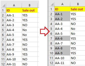 doc grey out cells based on choice 1