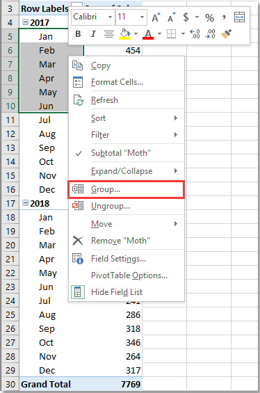 doc group by half a year pivottable 5